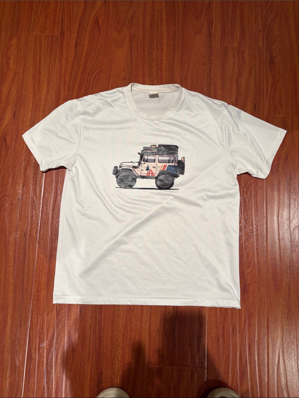 Classic White Crewneck T-Shirt with Off-Road Truck Graphic